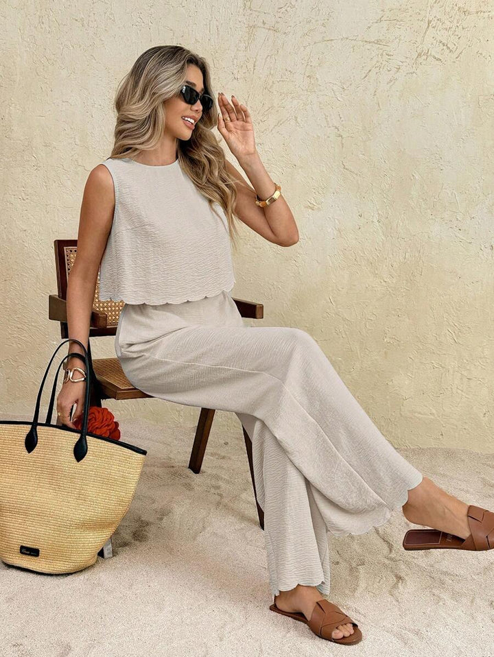 Florence | Ensemble deux pièces en tissu tissé, débardeur ample et pantalon assorti