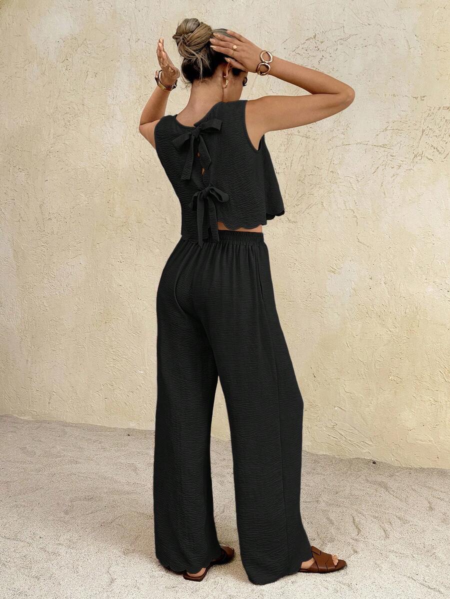 Florence | Ensemble deux pièces en tissu tissé, débardeur ample et pantalon assorti
