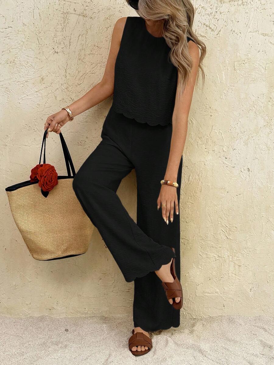 Florence | Ensemble deux pièces en tissu tissé, débardeur ample et pantalon assorti