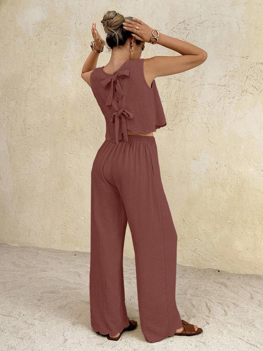 Florence | Ensemble deux pièces en tissu tissé, débardeur ample et pantalon assorti