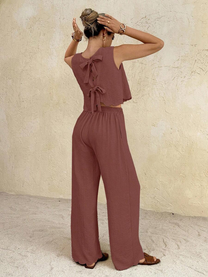 Florence | Ensemble deux pièces en tissu tissé, débardeur ample et pantalon assorti