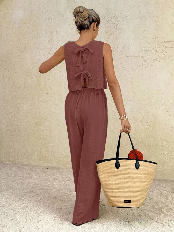 Florence | Ensemble deux pièces en tissu tissé, débardeur ample et pantalon assorti