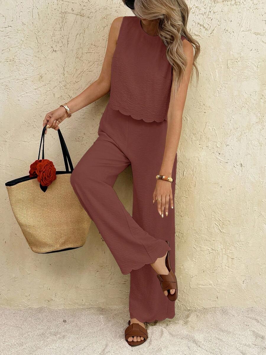 Florence | Ensemble deux pièces en tissu tissé, débardeur ample et pantalon assorti
