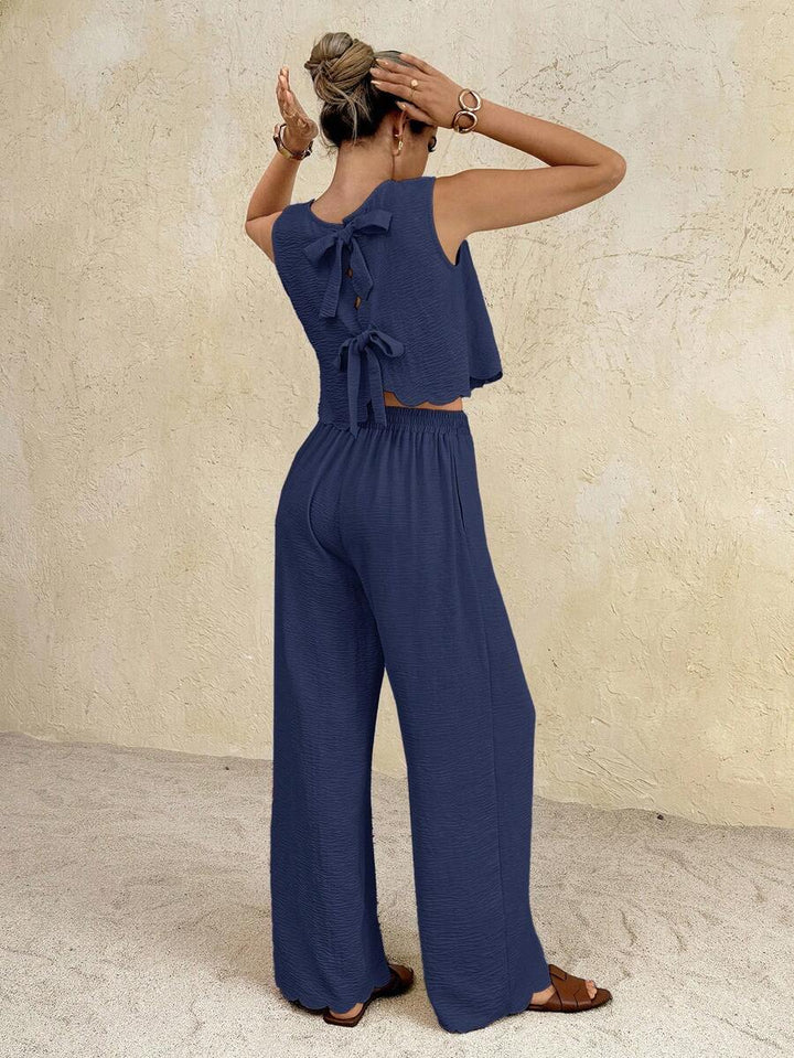 Florence | Ensemble deux pièces en tissu tissé, débardeur ample et pantalon assorti
