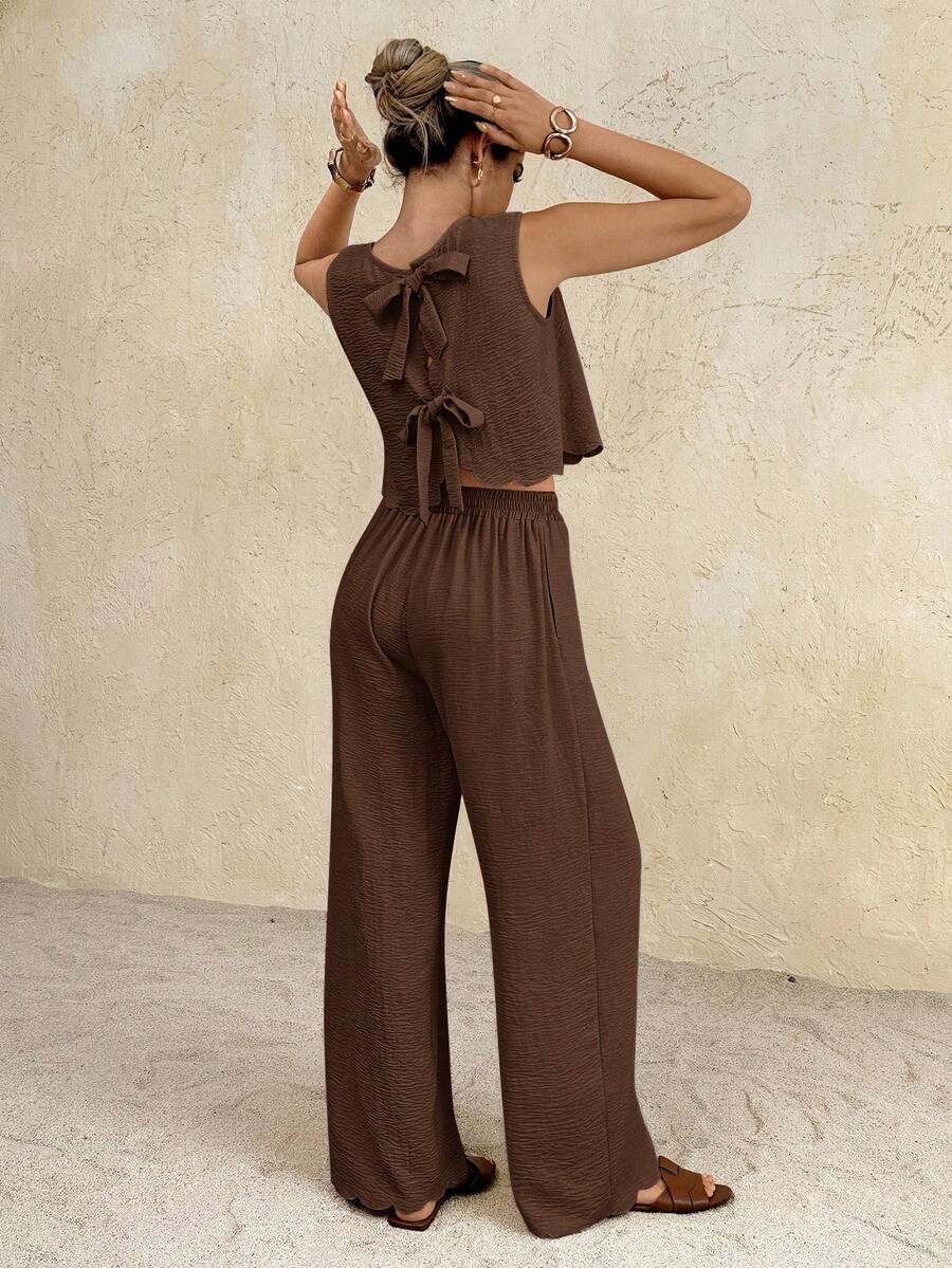Florence | Ensemble deux pièces en tissu tissé, débardeur ample et pantalon assorti