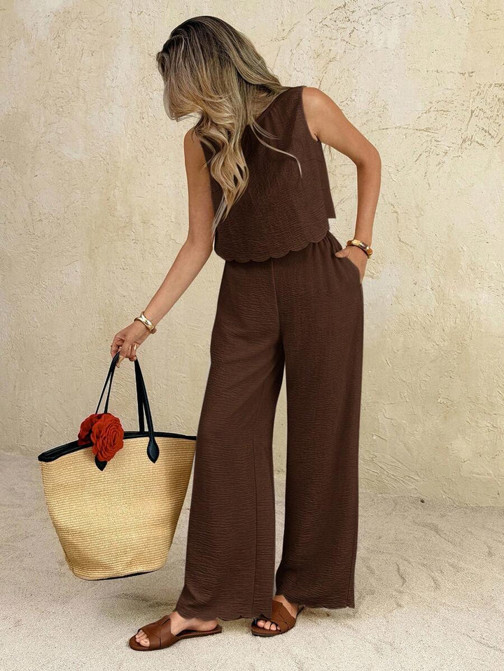 Florence | Ensemble deux pièces en tissu tissé, débardeur ample et pantalon assorti