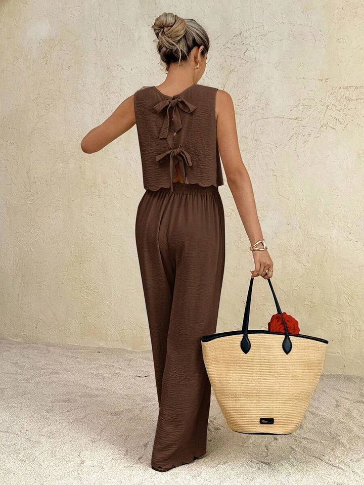 Florence | Ensemble deux pièces en tissu tissé, débardeur ample et pantalon assorti
