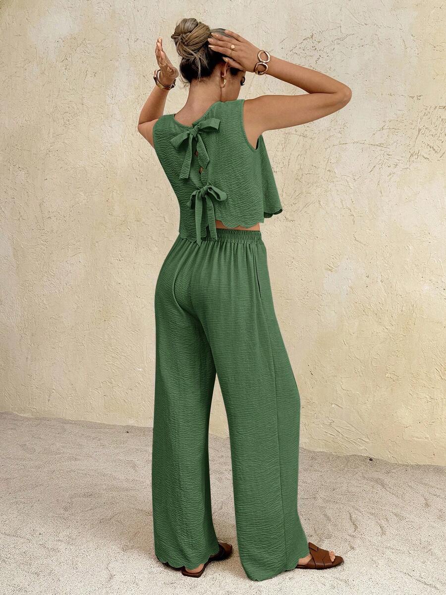 Florence | Ensemble deux pièces en tissu tissé, débardeur ample et pantalon assorti