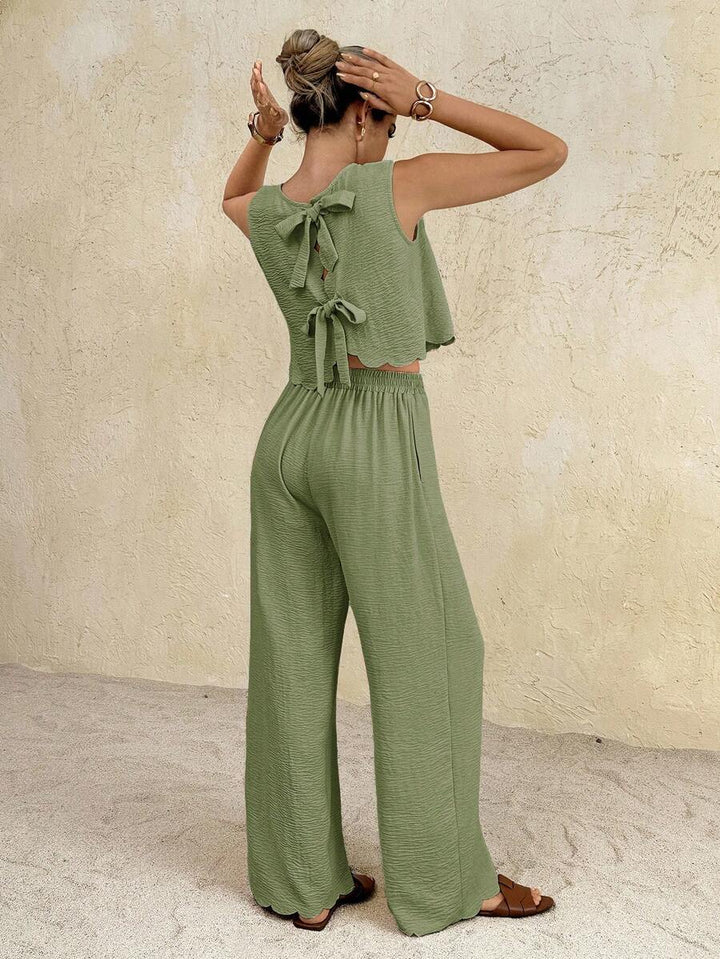 Florence | Ensemble deux pièces en tissu tissé, débardeur ample et pantalon assorti