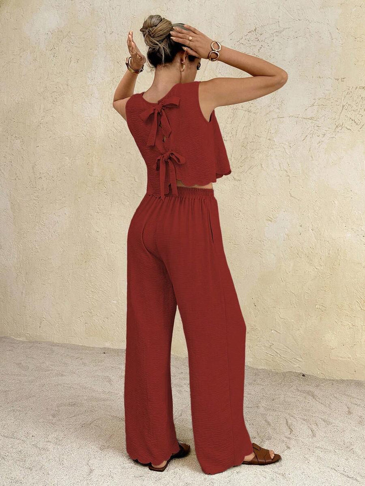 Florence | Ensemble deux pièces en tissu tissé, débardeur ample et pantalon assorti