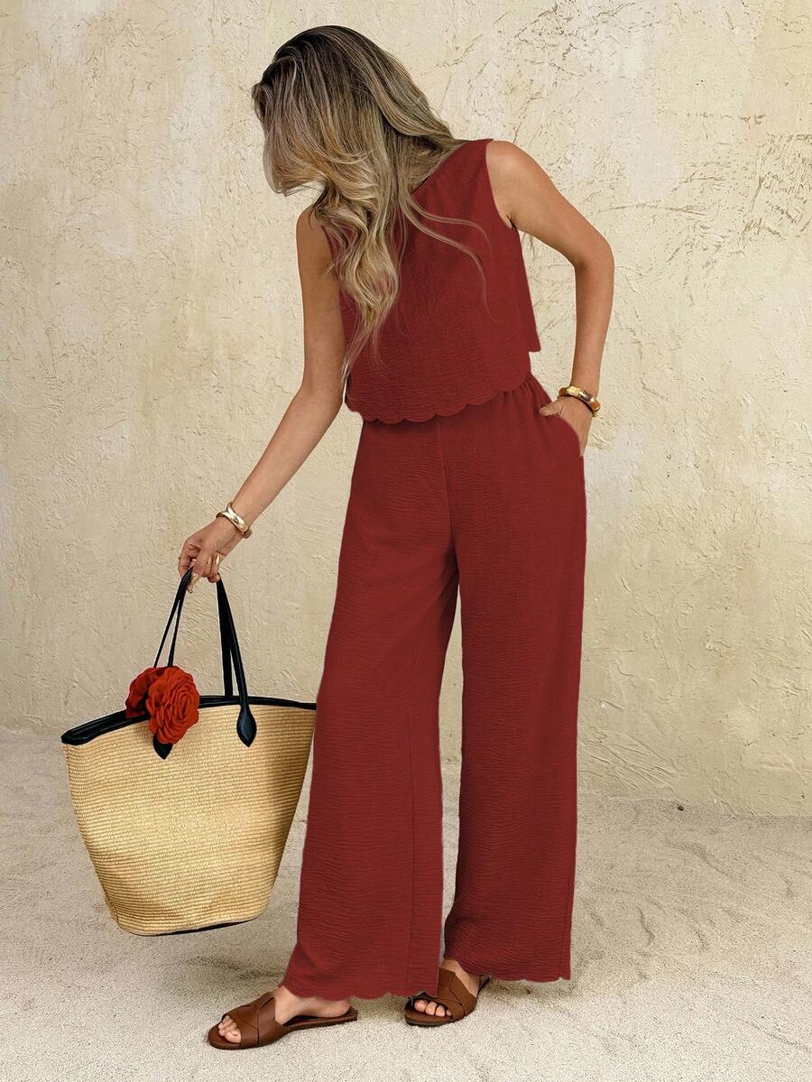 Florence | Ensemble deux pièces en tissu tissé, débardeur ample et pantalon assorti