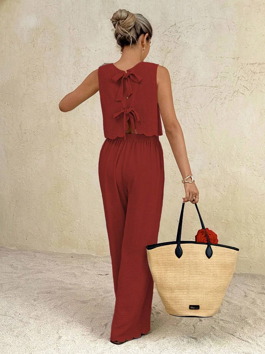 Florence | Ensemble deux pièces en tissu tissé, débardeur ample et pantalon assorti