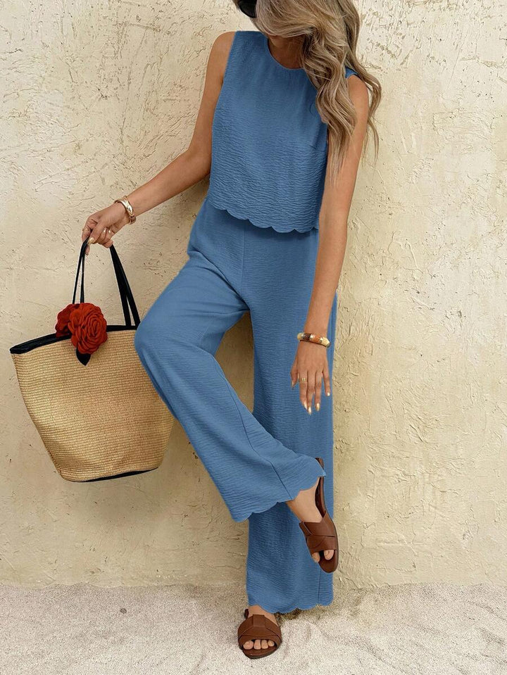 Florence | Ensemble deux pièces en tissu tissé, débardeur ample et pantalon assorti