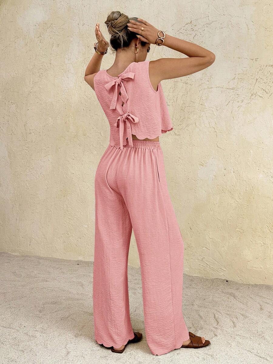 Florence | Ensemble deux pièces en tissu tissé, débardeur ample et pantalon assorti