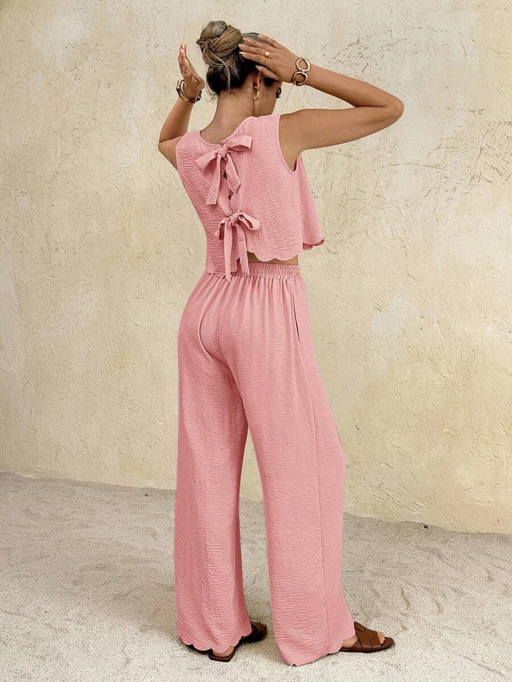 Florence | Ensemble deux pièces en tissu tissé, débardeur ample et pantalon assorti