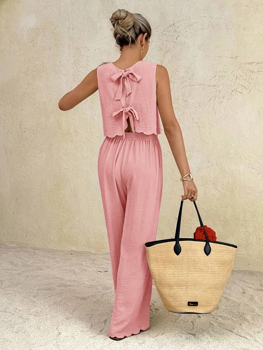 Florence | Ensemble deux pièces en tissu tissé, débardeur ample et pantalon assorti