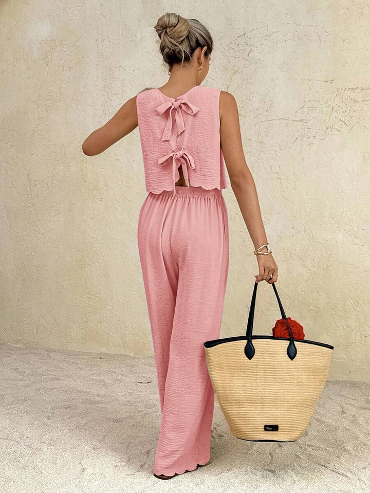Florence | Ensemble deux pièces en tissu tissé, débardeur ample et pantalon assorti