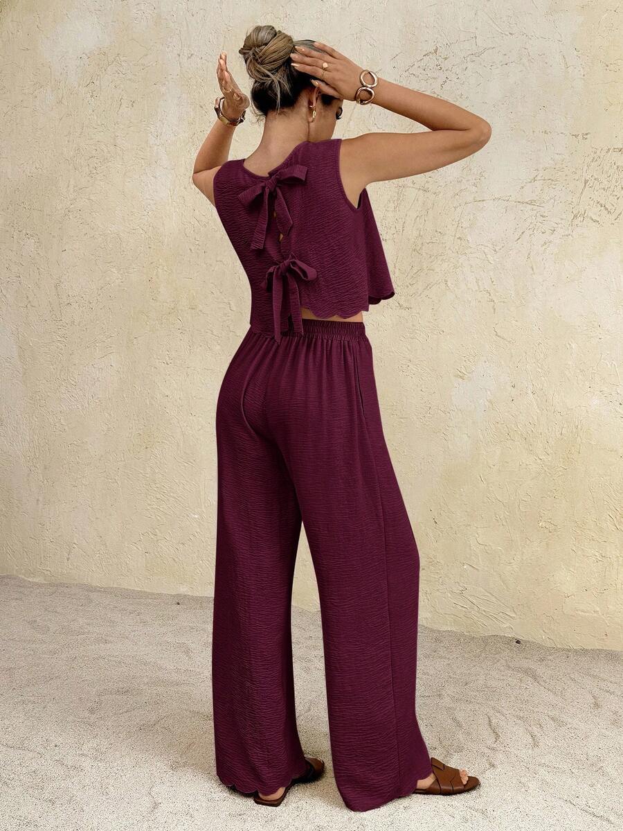 Florence | Ensemble deux pièces en tissu tissé, débardeur ample et pantalon assorti