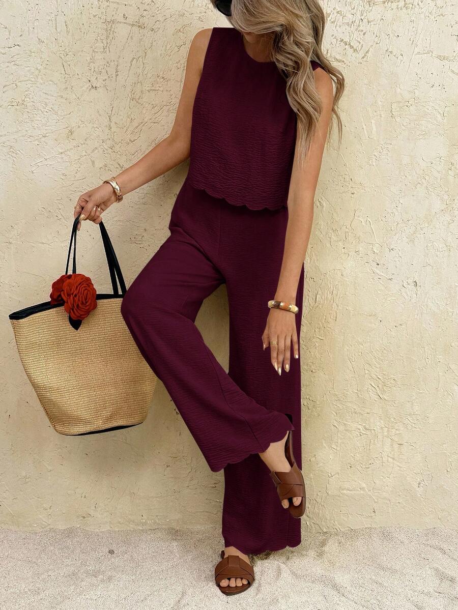 Florence | Ensemble deux pièces en tissu tissé, débardeur ample et pantalon assorti