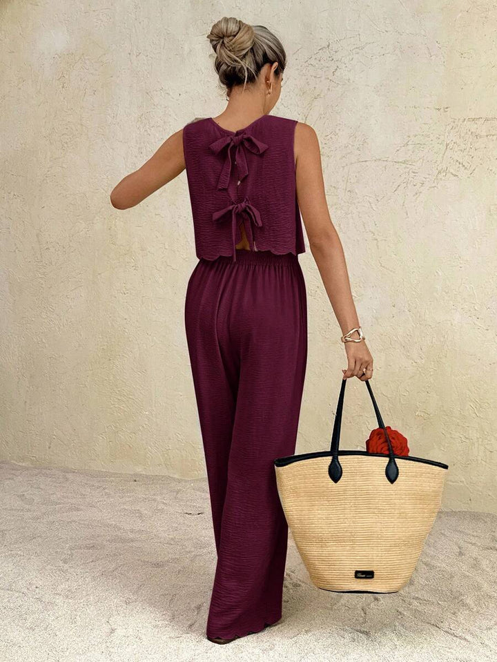Florence | Ensemble deux pièces en tissu tissé, débardeur ample et pantalon assorti
