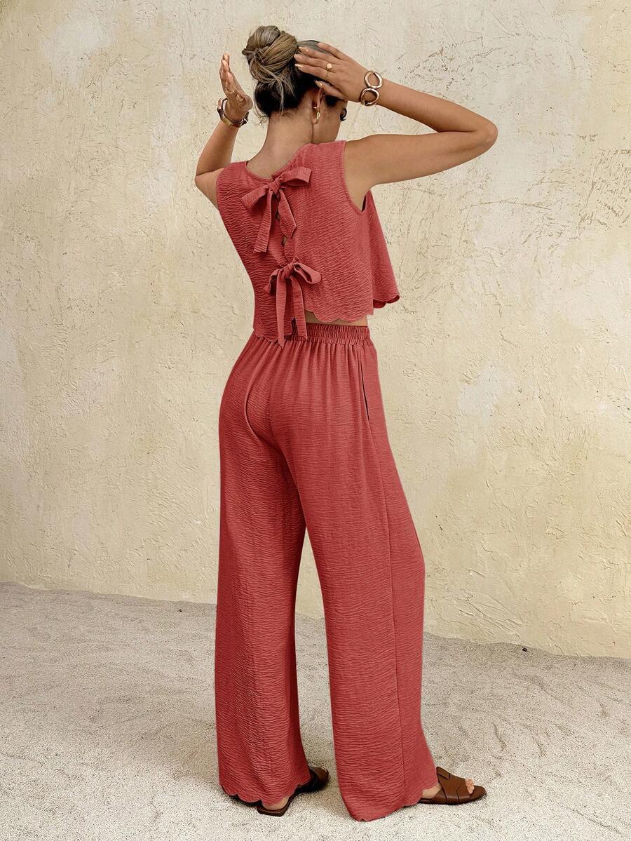 Florence | Ensemble deux pièces en tissu tissé, débardeur ample et pantalon assorti
