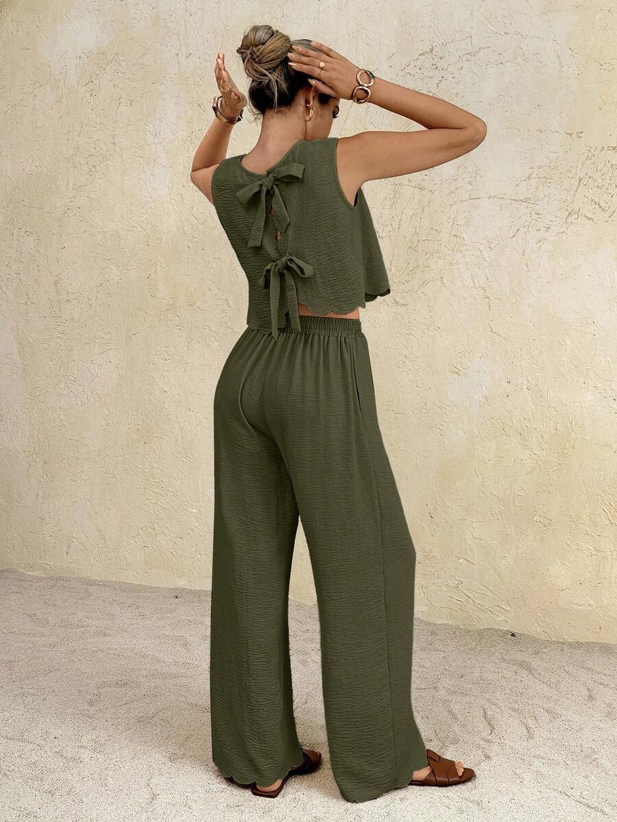 Florence | Ensemble deux pièces en tissu tissé, débardeur ample et pantalon assorti