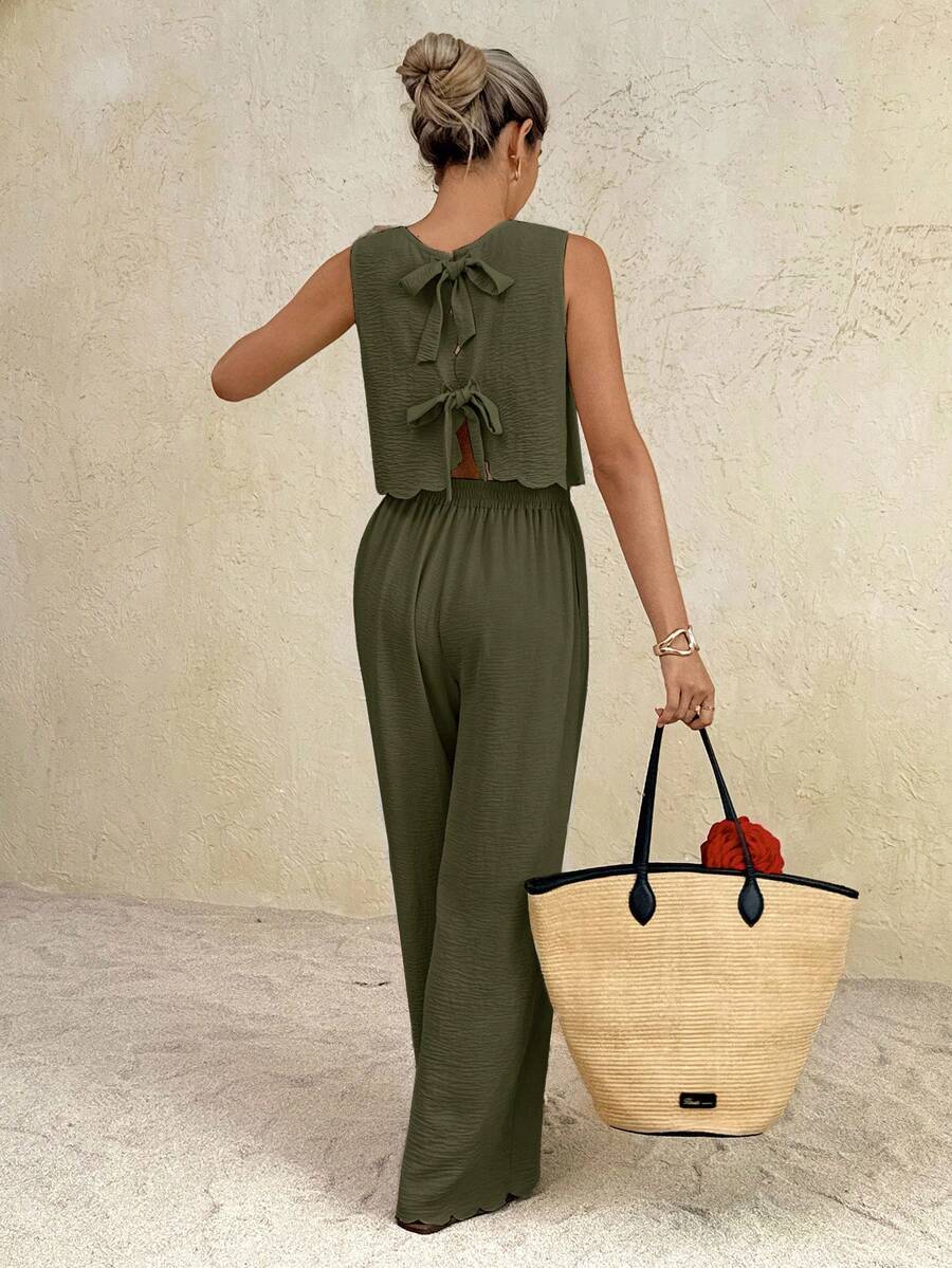 Florence | Ensemble deux pièces en tissu tissé, débardeur ample et pantalon assorti