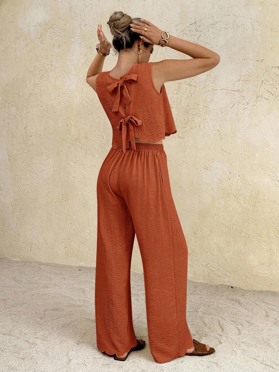 Florence | Ensemble deux pièces en tissu tissé, débardeur ample et pantalon assorti