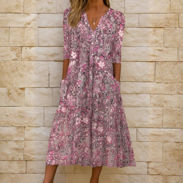 Robe Trapèze "Olivia" — Chic Artistique & Poches Pratiques