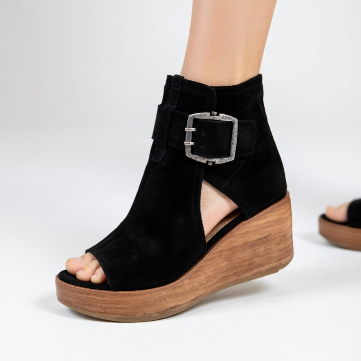 Solène - Bottines compensées ouvertes style moderne