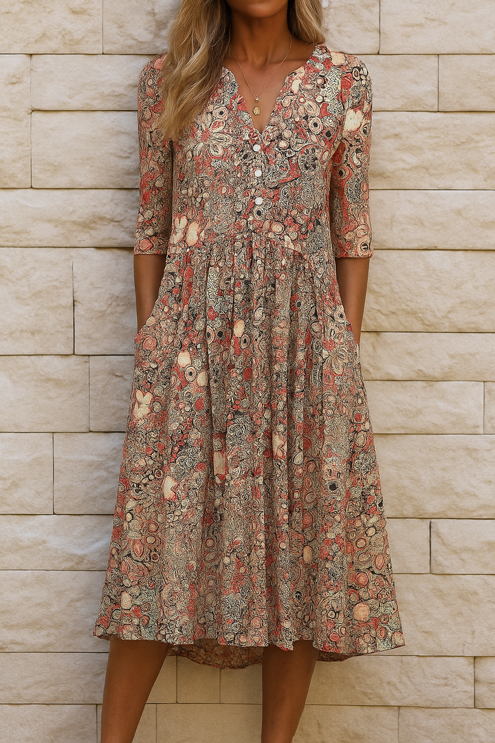 Robe Trapèze "Olivia" — Chic Artistique & Poches Pratiques