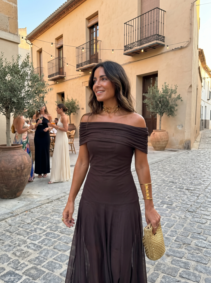Héloïse | Robe longue épaule dénudée