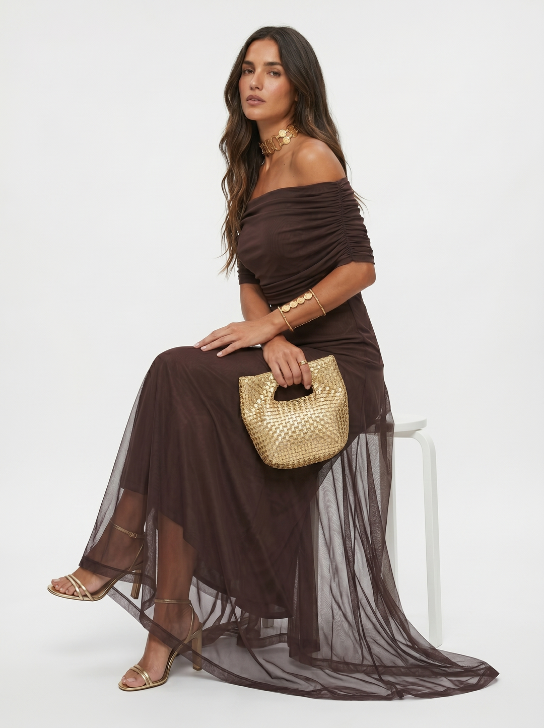 Héloïse | Robe longue épaule dénudée