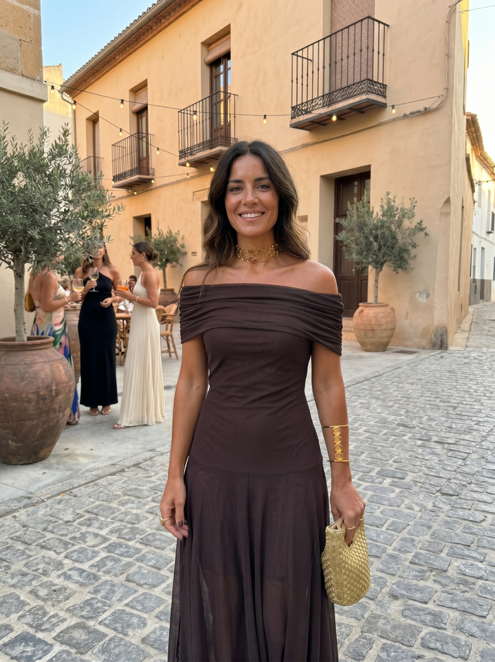 Héloïse | Robe longue épaule dénudée