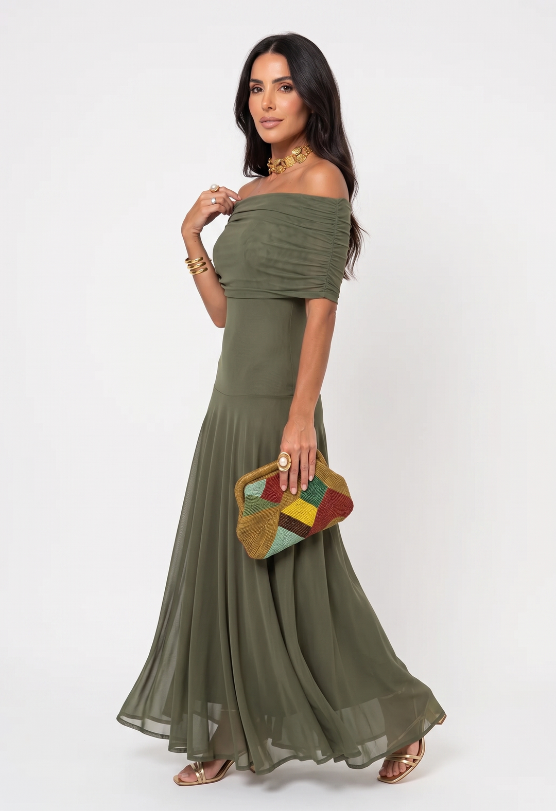 Héloïse | Robe longue épaule dénudée