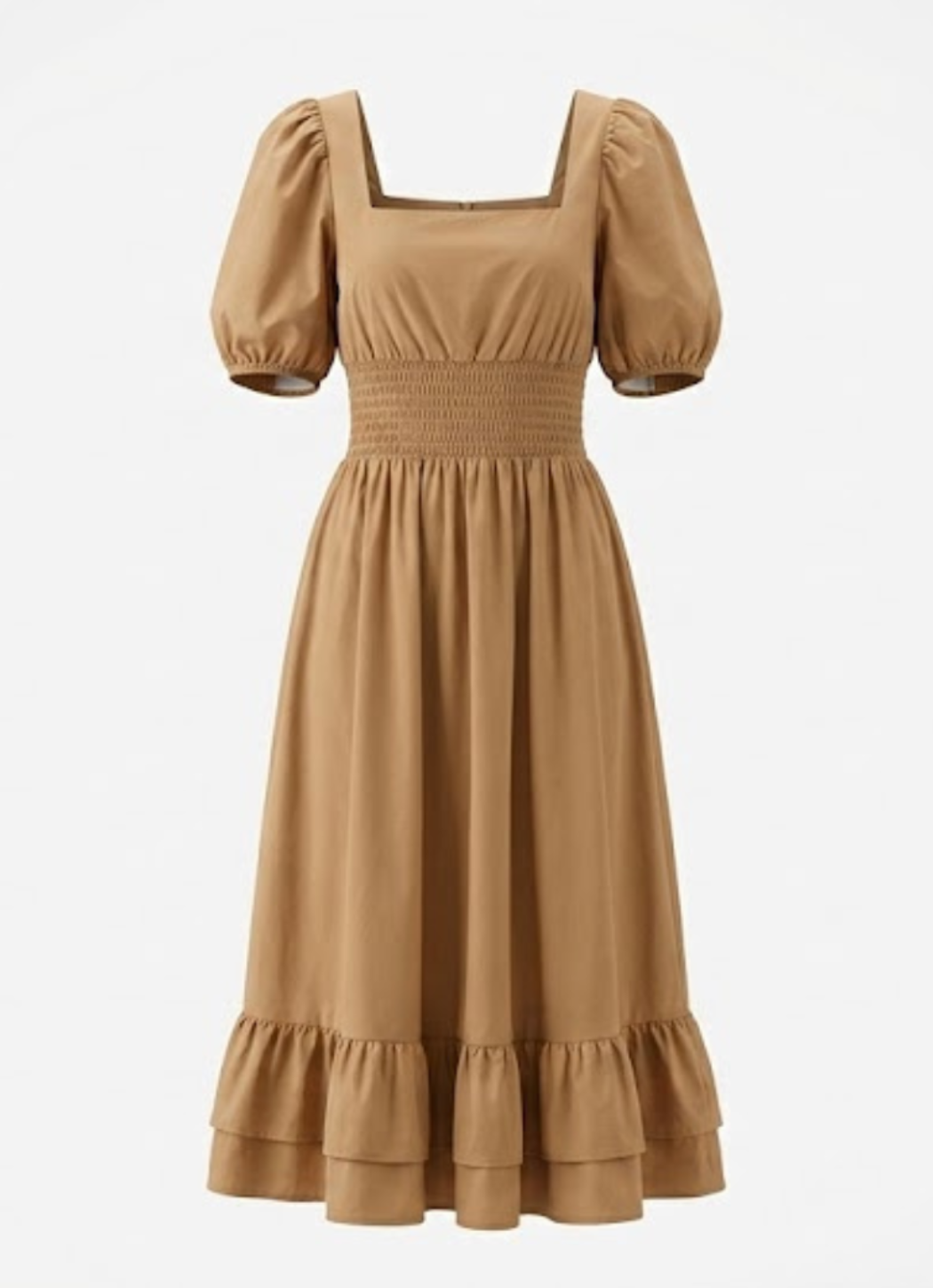 Noémie | Robe évasée, encolure carrée et manches bouffantes