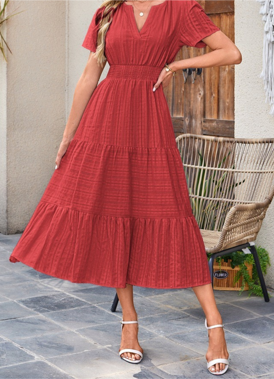 Valentine | Robe longue ample, encolure V et poches intégrées