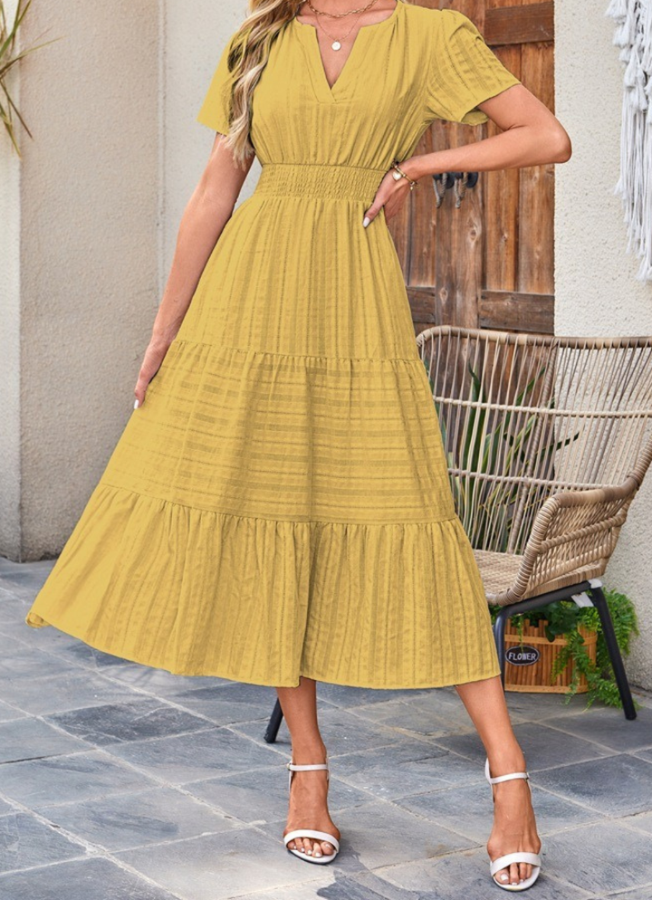 Valentine | Robe longue ample, encolure V et poches intégrées