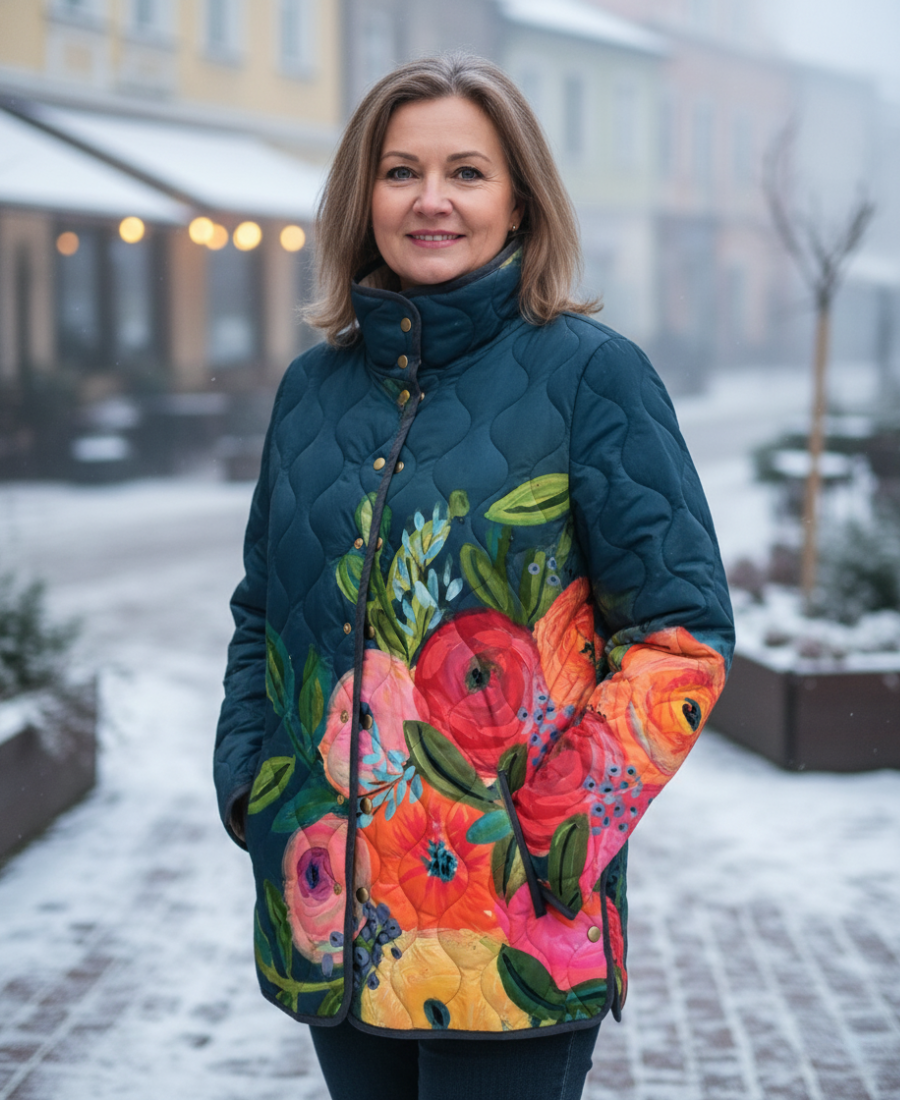 Alice – Veste Matelassée à Motif Floral Vintage
