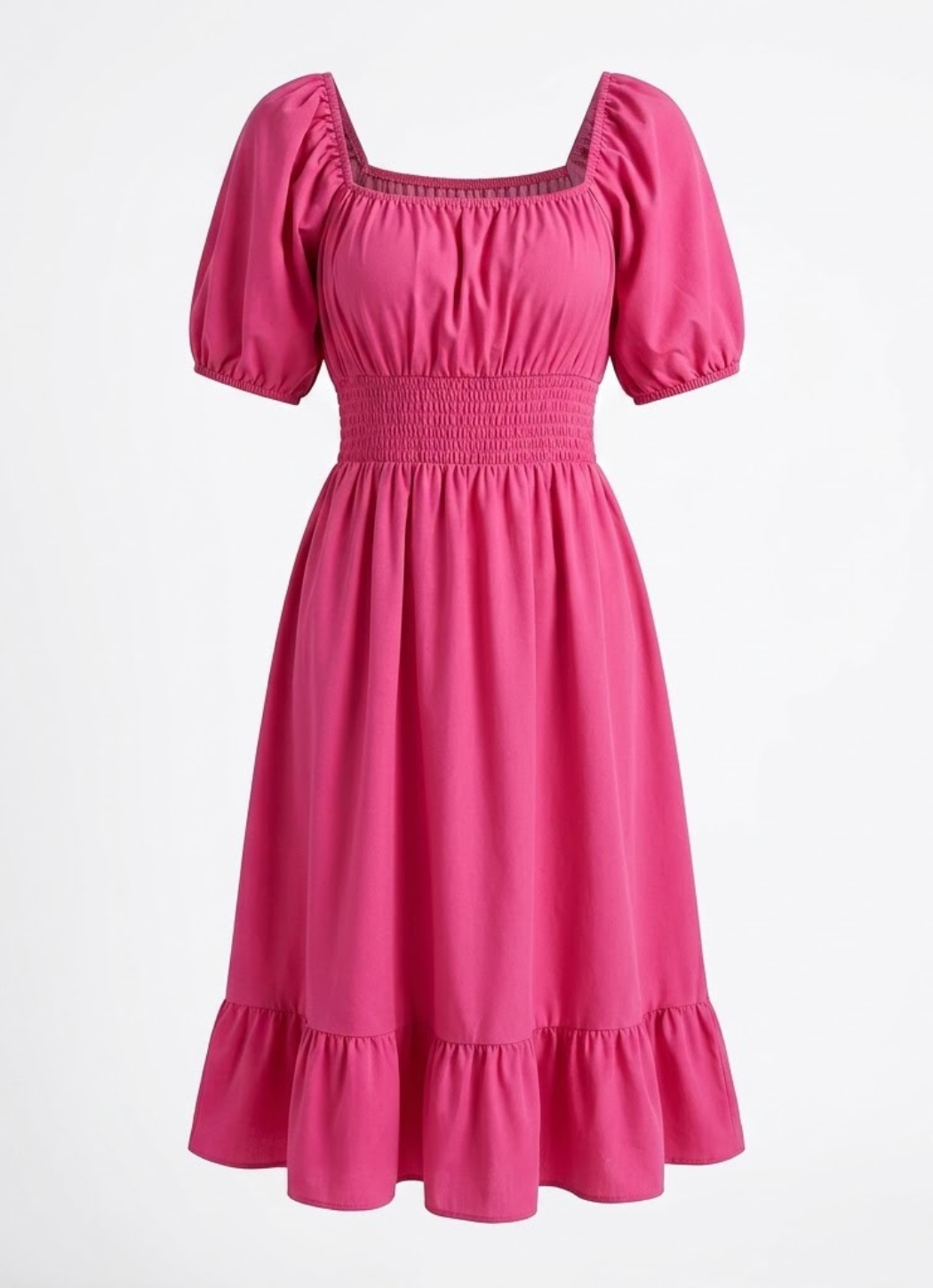 Noémie | Robe évasée, encolure carrée et manches bouffantes