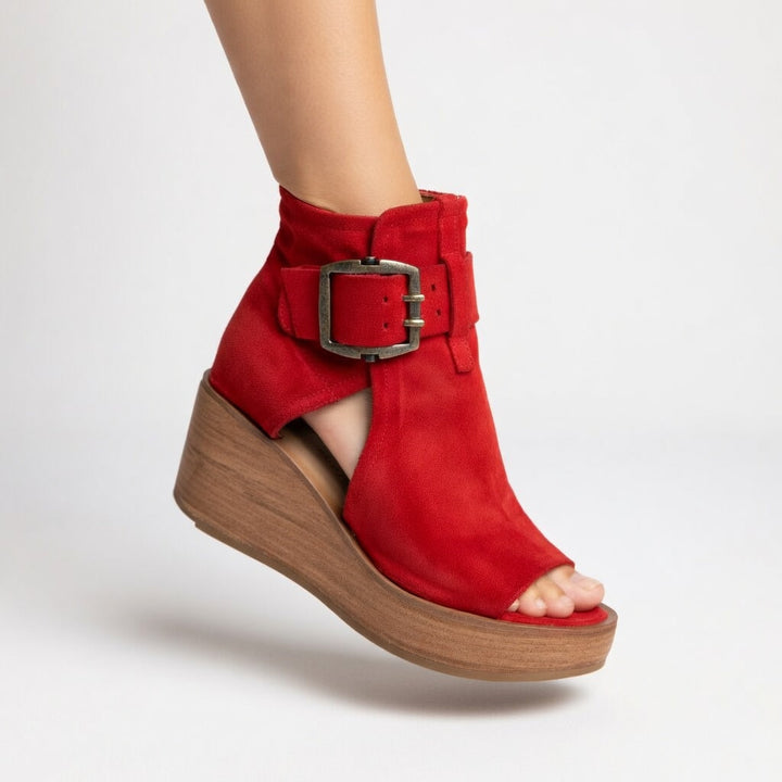 Solène - Bottines compensées ouvertes style moderne