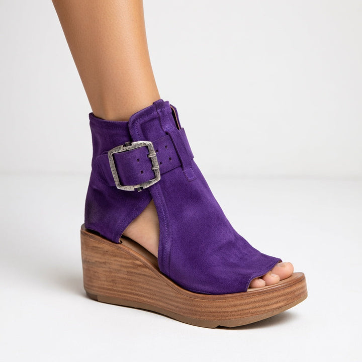 Solène - Bottines compensées ouvertes style moderne