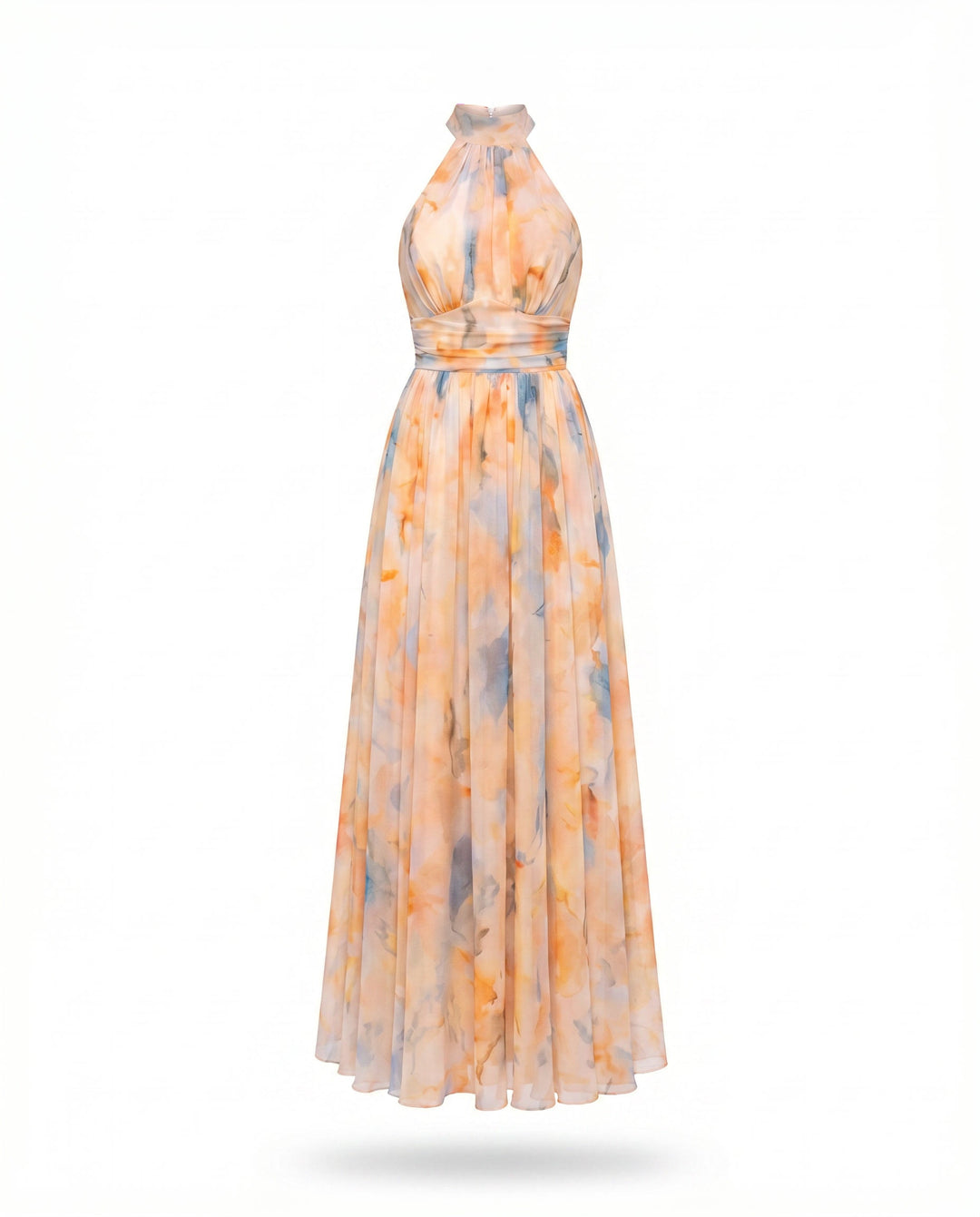Séverine | Robe longue dos-nu, imprimé aquarelle