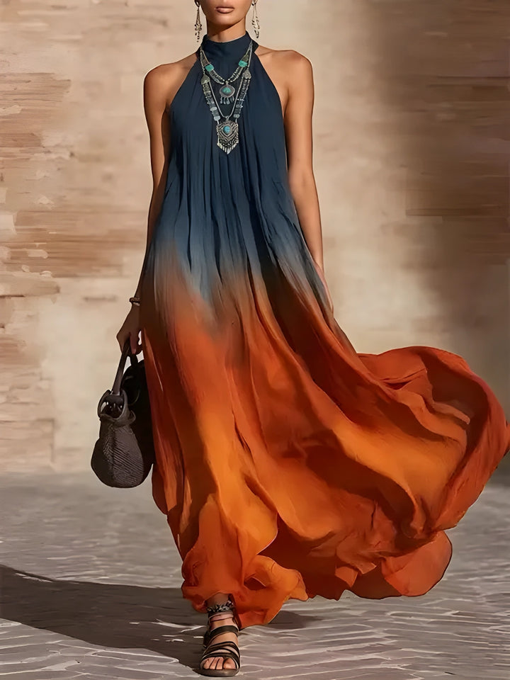 Marion | Robe longue boho, dégradé et jupe en ligne A