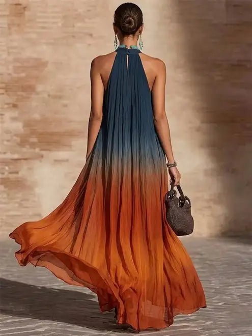 Marion | Robe longue boho, dégradé et jupe en ligne A